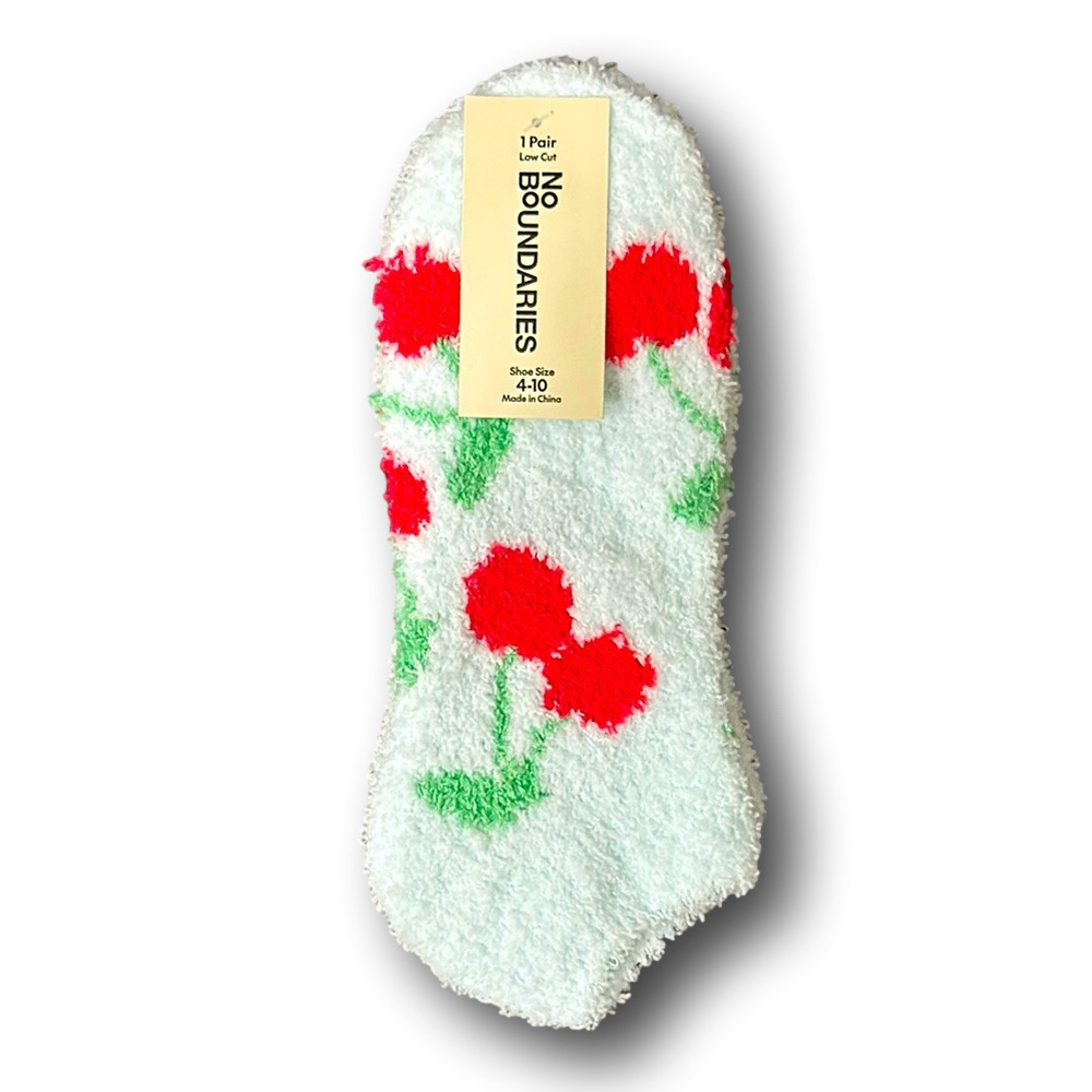3/$15 Red Cherries Funny Novelty Low Cut Cozy Fashion Socks - NWT
